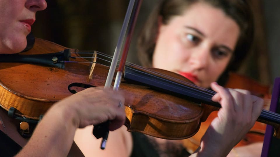 A violinist playing, close up